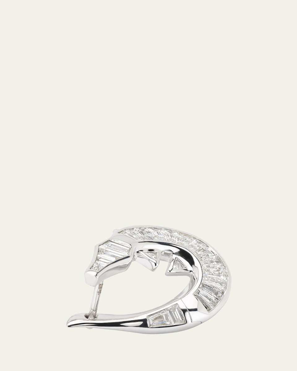 18K White Gold Diamond Alligator Twist Single Earring, Left